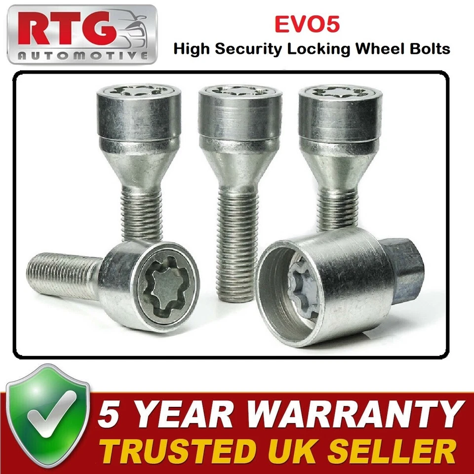 4x EVO5 Locking Wheel Bolts For Peugeot 2008 2013 On (Alloy Wheels) Silver Foto 1 de 1