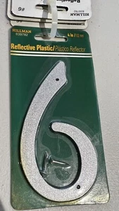 New Hillman 839782 Reflective 4” #6 Number - Picture 1 of 2