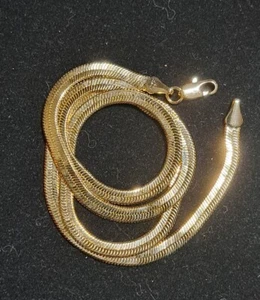 *14k* Marked GOLD PLATED 5mm Herringbone Necklace Chain 20" *MADE IN ITALY* B09 - Picture 1 of 6