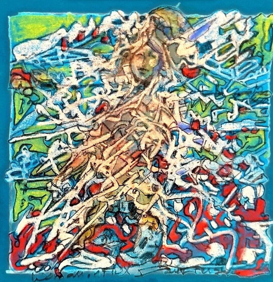 Surrealist abstract pastel drawing - Woman in Flux - Image 1 of 1