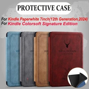 PU Leather Colorsoft Cover for Kindle Paperwhite 2024 12th Generation 7 inch - Picture 1 of 16