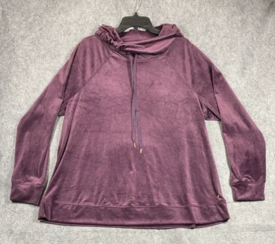 Pullover de terciopelo LIVI para mujer 18 cuello capucha púrpura manga larga top atletismo nuevo con etiquetas Foto 1 de 4