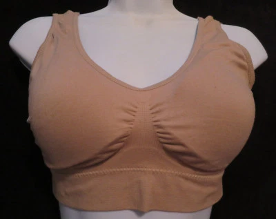 Pullover Seamless Wirefree Removable Cup Pads Beige Bra Womens 2XL - Image 1 of 4