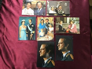 7xPostkarte KÖNIGSHAUS SCHWEDEN 70er/80er J.-Adel/Royalty-Carl Gustaf+Silvia - Picture 1 of 7