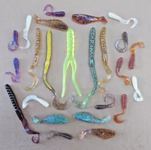 New! 24 Count, Mixed Variety, Soft Plastic Fishing Lures Various Sizes (Lot B) - Picture 1 of 3