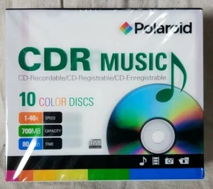 Polaroid CDR Discs 10 Pack 1-40x 700MB 80 min BRAND NEW SEALED + FREE SHIPPING - Picture 1 of 6