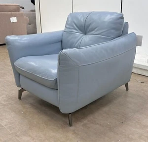 Sofology ‘Mimi’ Leather Le Mans Pearl Blue Armchair BRAND NEW - Picture 1 of 5
