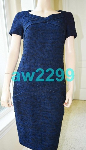 ABITO CHANEL NUOVO AUTENTICO MISTO ALPACA TWEED 38 BLU NAVY E NERO RARO LOGO CC