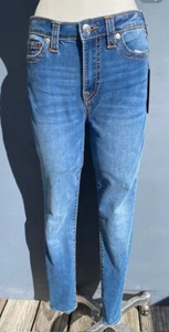 True Religion Jennie Curvey Hr Big T No Flap High Rise Super Skinny Jeans Sz 28 - Picture 1 of 18