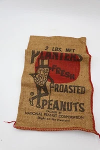 Bolsa de arpillera RARA Planters cacahuetes tostados frescos 2 lb National Peanut Corp EXCELENTE estado - Imagen 1 de 5
