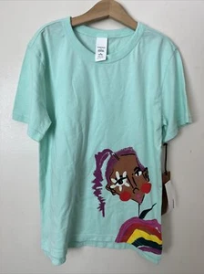 Nordstrom Cristina Martinez NWT Girls Tee T Green Yucca Rainbow Bloom 8-10 8 9 - Picture 1 of 7