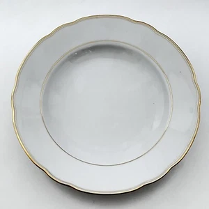 Schirnding Feston Soup Bowl White Rimmed Gold Verge Scalloped Gold Trim 9 3/8 - Picture 1 of 7