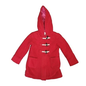 Old Navy Girls Size XS Red Full Zip 3 Buckle Pea Coat Winter Hooded - Picture 1 of 7