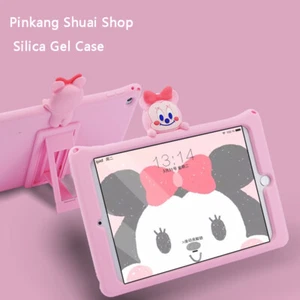 For Apple iPad 6/7 Minnie Micke Mouse Silica Gel Bracket Plus Lanyard TabletCase - Picture 1 of 15