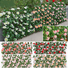 Chic Artificial Hedge Flower Leaf Garden Fence Wall Balcony Privacy Screening Tr