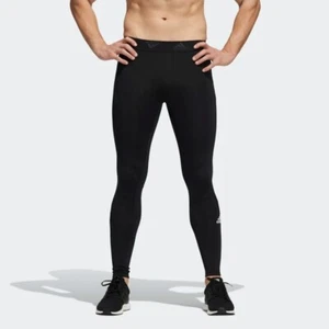 adidas Running Tights Mens Techfit Warm Leggings Hiking Fitness Black Gym - Picture 1 of 6