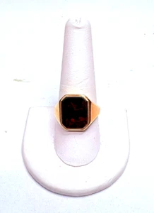 Vintage Signed AJR 14k Yellow Gold Bloodstone Ring Size 9.5 - Picture 1 of 7
