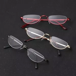 Occhiali da Lettura Cerniere a Molla Mezza Luna Semi Rimless Lettore Unisex +1.0~+4.0 NUOVI - Foto 1 di 14