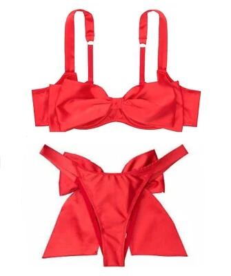 NWT Victoria's Secret DREAM ANGELS Bow Unlined Balconette Bra Set Red - Image 1 of 4