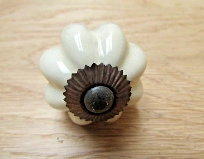 CERAMIC PUMPKIN -vintage cabinet cupboard chest drawer knobs pull handles - Image 1 of 2