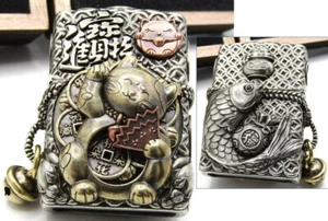 Lucky Cat Fortune Spin Coin Metal Full Metal jacket Zippo Oil Lighter MIB - Picture 1 of 15