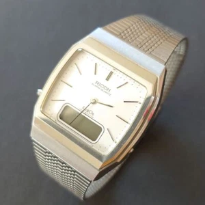 Ricoh Ammon 122204 Digital-Analog Quartz Men Alarm Alarm Genuine Belt Vintage 34 - Picture 1 of 11
