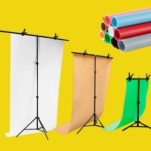 T Backdrop Stand PVC Background Photography Adjustable Support System + Clamp