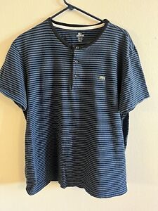 Mens Lacoste Blue Striped Short Sleeve Shirt Size 8 Extra Large Regular Fit Peru