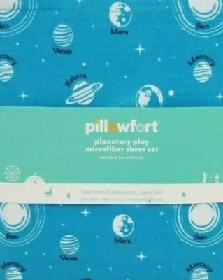 Полный комплект простыней Pillowfort Planetary Play Solar Planet 4 шт. новый нераспакованный - Изображение 1 из 4