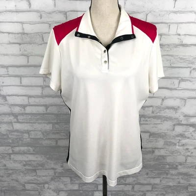 Tail Womens Activewear Golf Top Shirt Size XL Pink Black White Short Sleeve Snap - Image 1 of 4