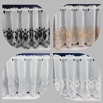 Eva Floral Embroidered Café Nets 18" and 24" drop - Sold by the Metre- - Image 1 of 4