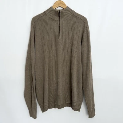 Suéter Oscar De La Renta Hombres Cuarto Cremallera XXL Dinero Antiguo Abuelo Minimalista Marrón Foto 1 de 4