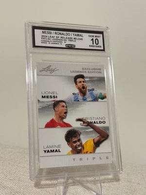 Messi / Ronaldo / Yamal 2024 Leaf Legend Triple CCG 10 RC Foto 1 de 2