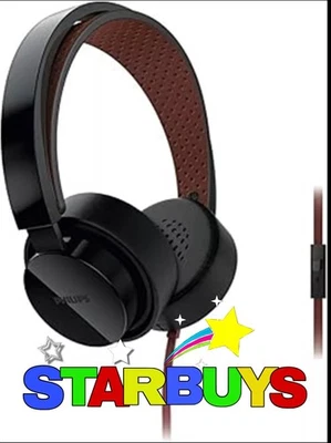Philips SHL5205 Wired On-Ear Headphones with Built-In Microphone – Black & Brown - Image 1 of 4