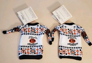 LOT (2) TITO'S Vodka Bottle Sweaters w attached cards. White Long Sweaters NEW - Picture 1 of 11
