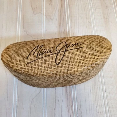 Estuche rígido para gafas de sol Maui Jim gafas grandes concha de almeja cesta tejido estuche solamente Foto 1 de 3