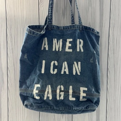 Y2K American Eagle Outfitters Denim Tote Book Bag Blue Jean Purse  - Изображение 1 из 4
