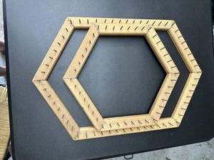 Vintage Wooden Lap Loom Hexagon Lot of 2 Handmade Different Sizes Weaving Crafts - Picture 1 of 6