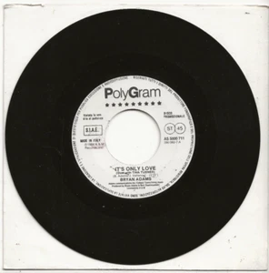 BRYAN ADAMS IT'S ONLY LOVE RARE WHITE LABEL ITALY PROMO SINGLE FROM 1985, MINT - Picture 1 of 1