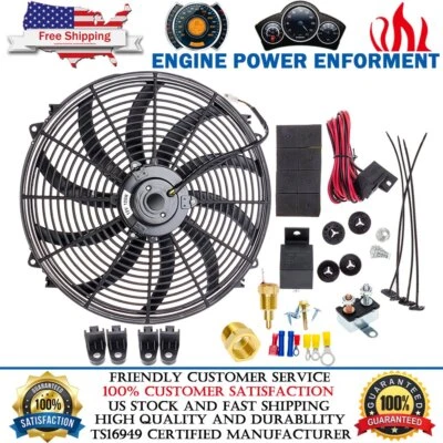 Kit de interruptor de relé termostato ventilador de refrigeración radiador eléctrico 12V alto 3500CFM 16" Foto 1 de 4