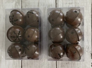 "2 juegos de 12 (24) adornos navideños de campana de metal marrón rústico recortes de estrellas 1,5""" - Imagen 1 de 6