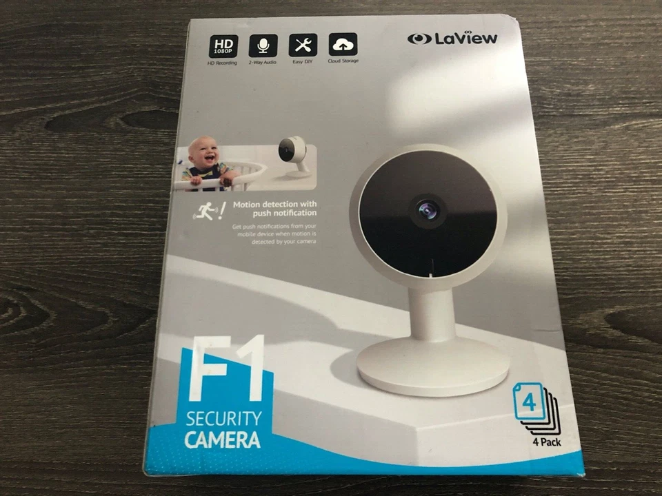 LaView Security Cameras 4pcs, Home Camera Indoor 1080P, Wi-Fi White  - Image 1 of 1