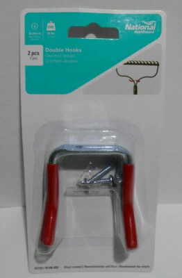 NATIONAL HARDWARE Lot of 6 New N188-009 Double Hook Hangers, 2-3/4", For Wall Mount Shovel Rake