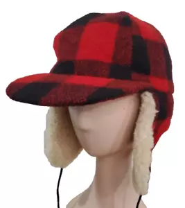 VTG Banana Republic Wool Buffalo Check Ear Flap Trapper Hat Cap NWOT Size S/M - Picture 1 of 12