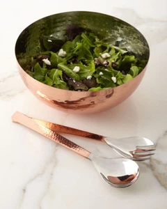 Tazón de ensalada de cobre Godinger más cuchara y tenedor para servir ensalada grande - Imagen 1 de 1