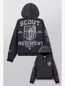 YoungLA x Attack on Titan Zip Up Hoodie Black Scout Regiment LARGE Neu - Bild 1 von 6