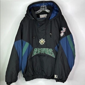 Vintage Starter MLB Milwaukee Brewers Pullover Jacket XXL Rare - Picture 1 of 13