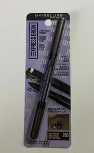 Maybelline Express Brow 2-in-1 Eye Pencil And Powder Crayon 260 Deep Brown - Picture 1 of 2