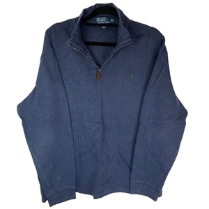 Maglione Polo Ralph Lauren blu cotone a costine 1/4 zip maglia taglia uomo 2XL - Foto 1 di 9