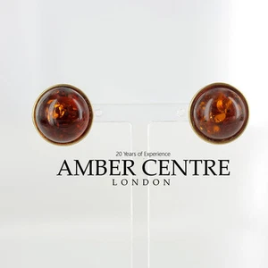 Italian Handmade Large German Baltic Amber Studs In 9ct Gold GS0061 RRP £695!!! - Picture 1 of 6